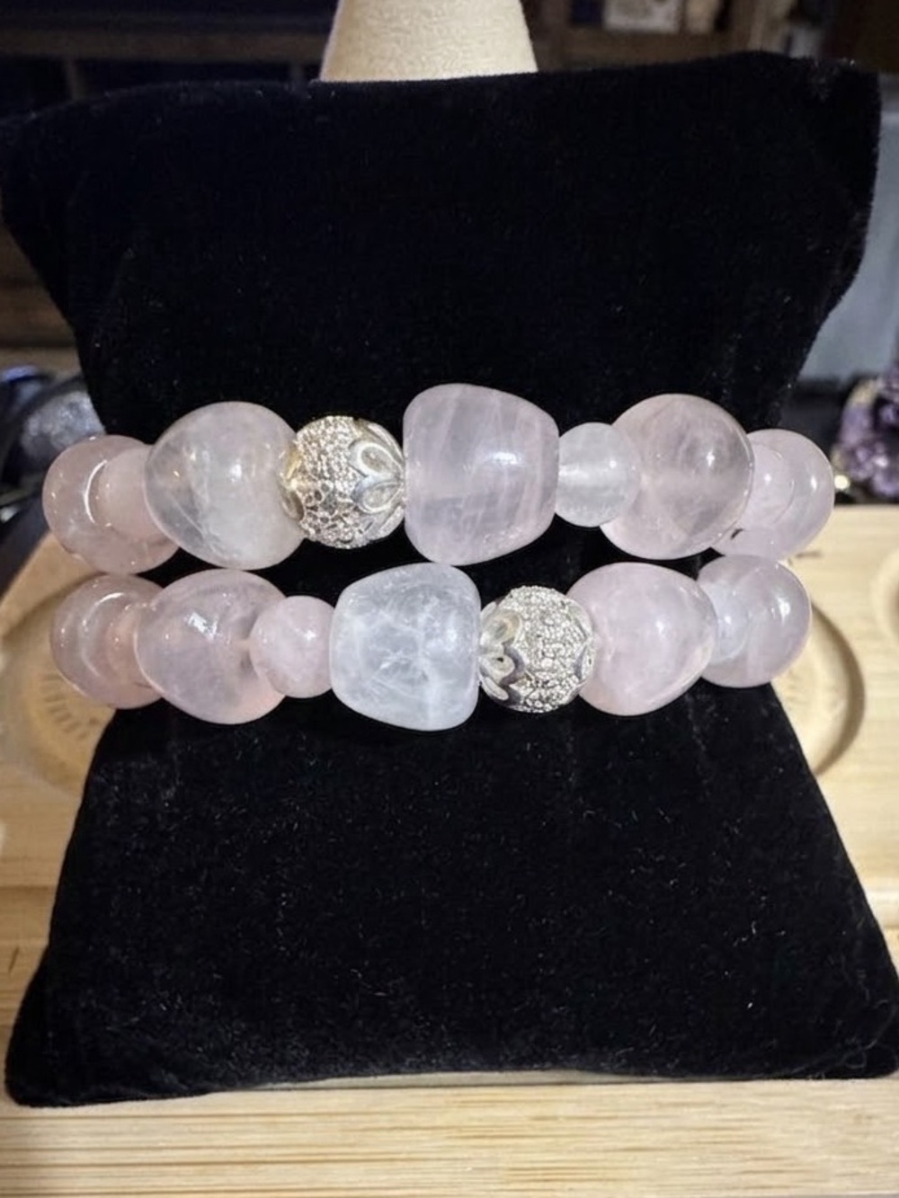 💐 Rose Quartz Bracelet Stack • 2-Piece Set